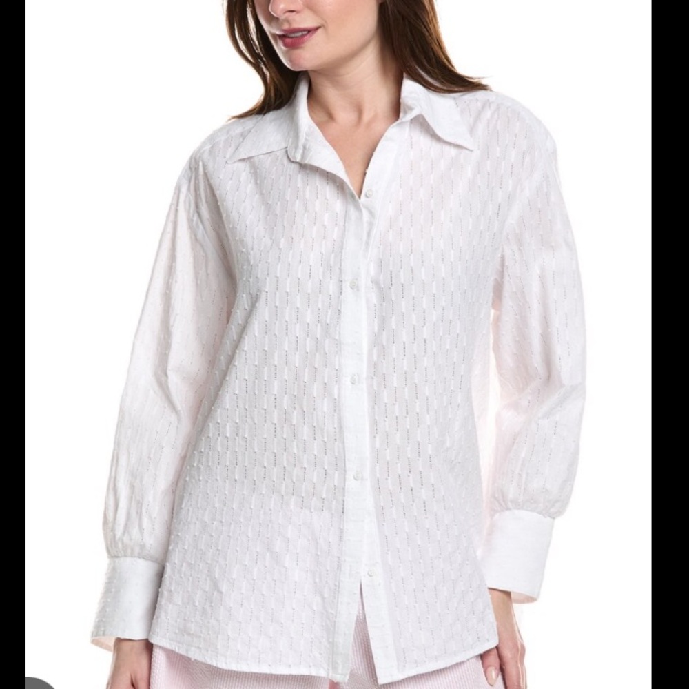 NWT Vita Grace Blouse Womens Medium Cotton Textured Embroidered Mindy